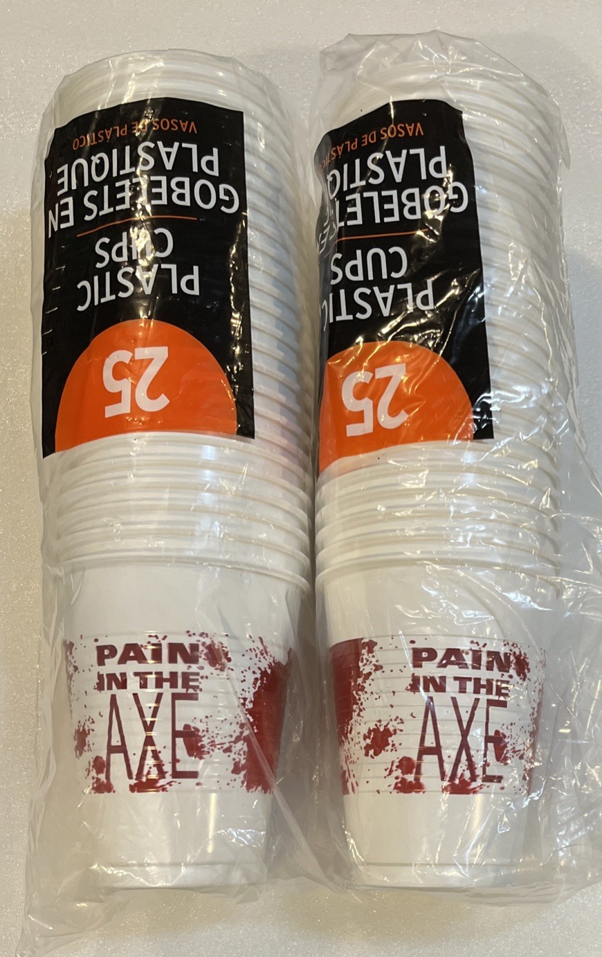 50x Pain In The Axe Bloody Horror Scary Halloween Party 16 oz. Plastic Cups
