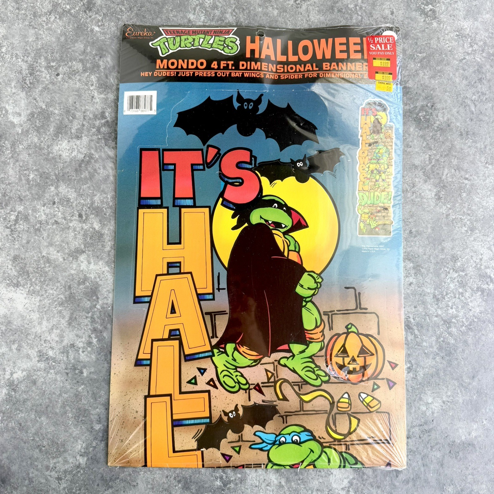 Vintage Eureka Teenage Mutant Ninja Turtles Halloween Banner 4 ft TMNT NEW