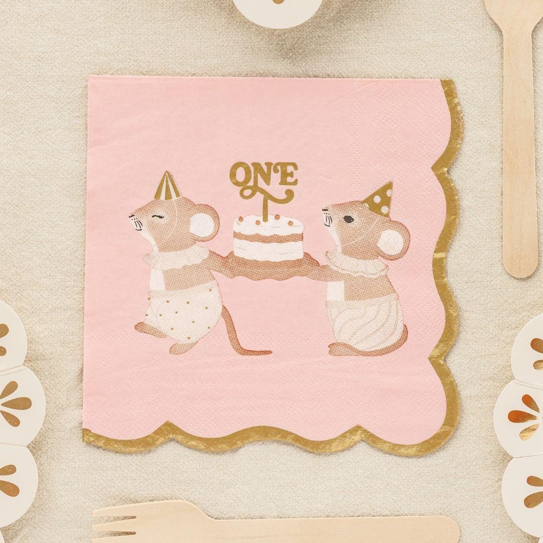 Pink One Mouse Paper Napkins | Pack Of 12