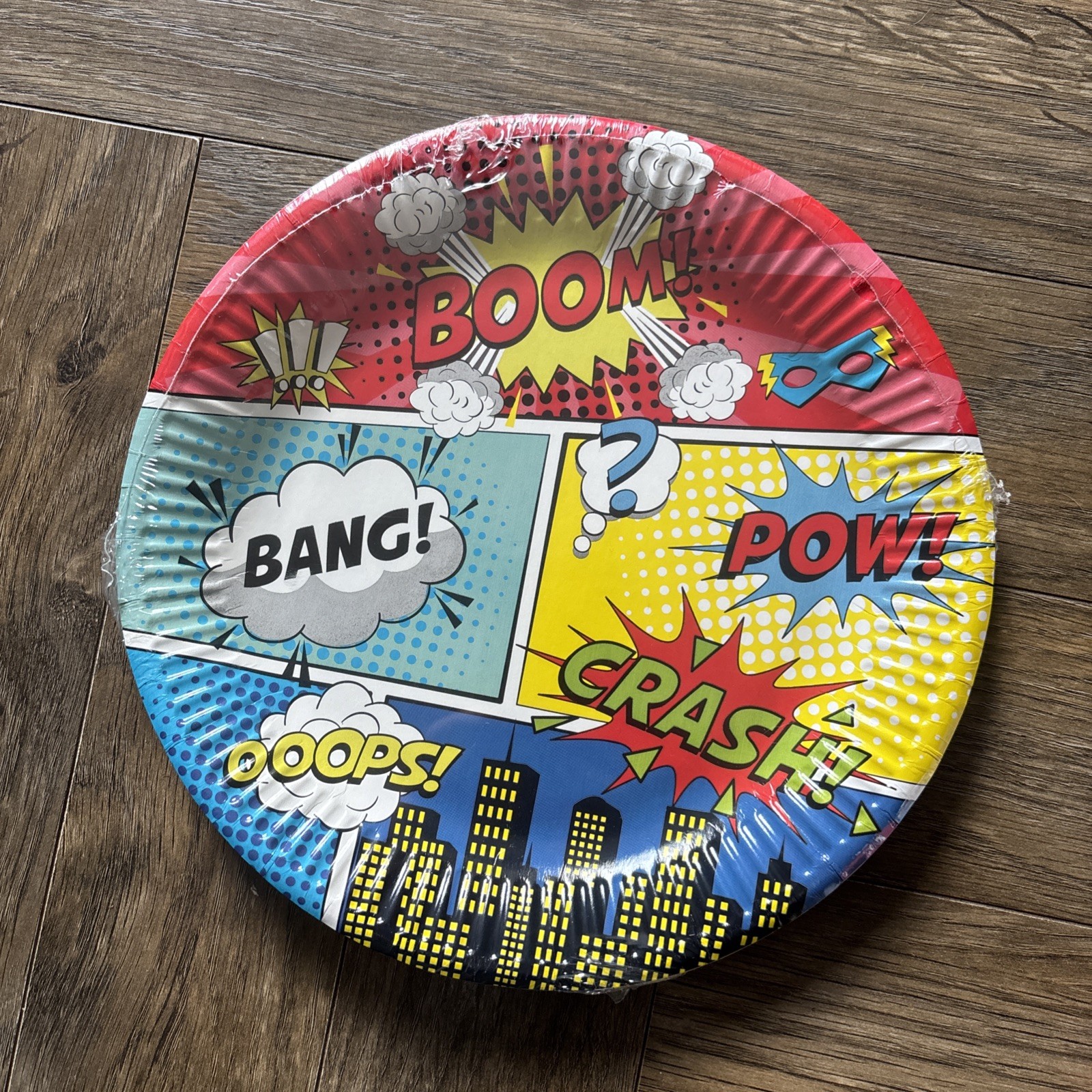 10 X Paper Plates Party Pop Art Bang Boom Crash