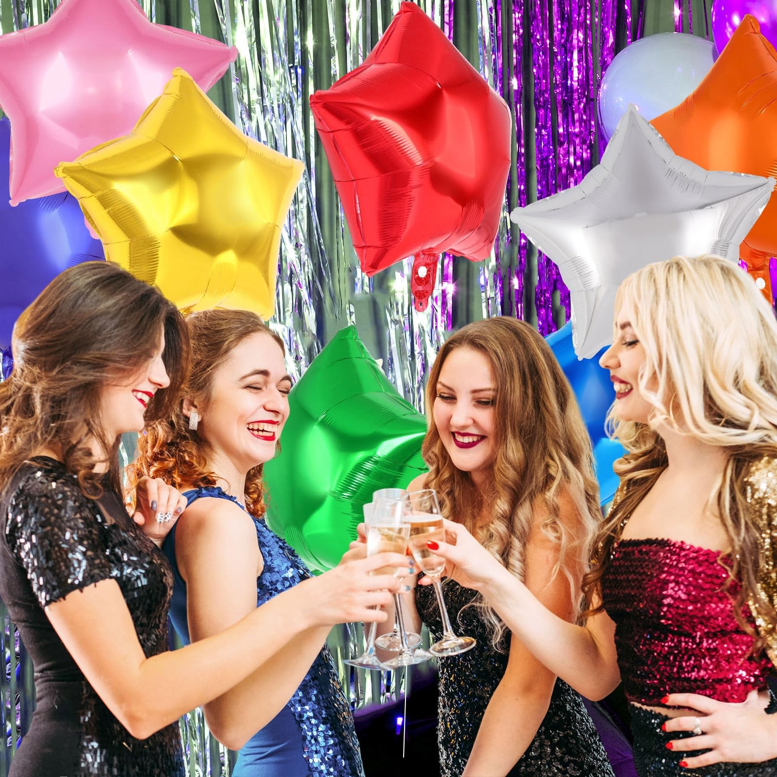 20 Pcs Star Balloons,18 Inch Mixed Color Star Foil Balloons,Stars Shaped Ball…