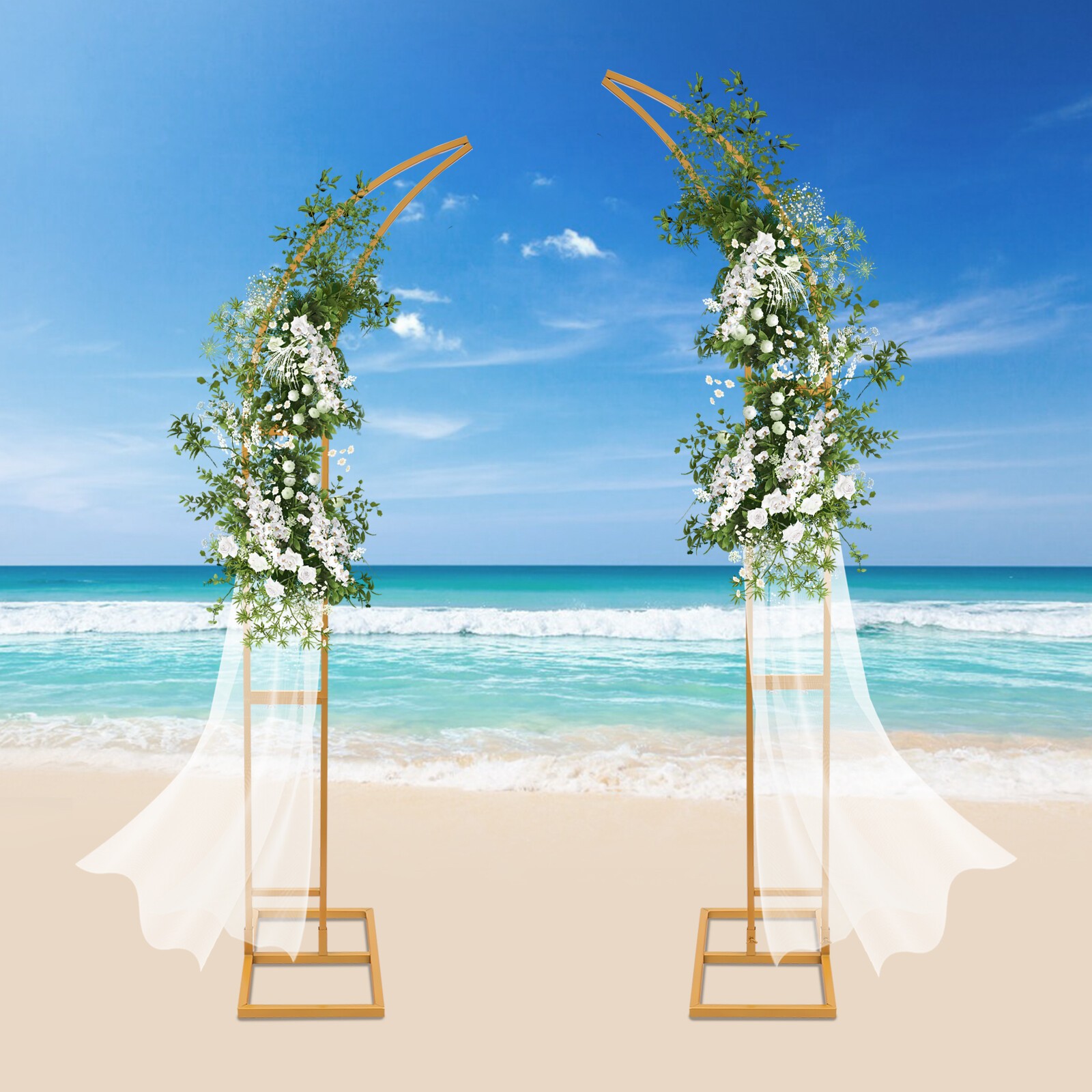 2Pcs Metal Wedding Arch Backdrop Flower Stand Balloon Stand Party Event Decor