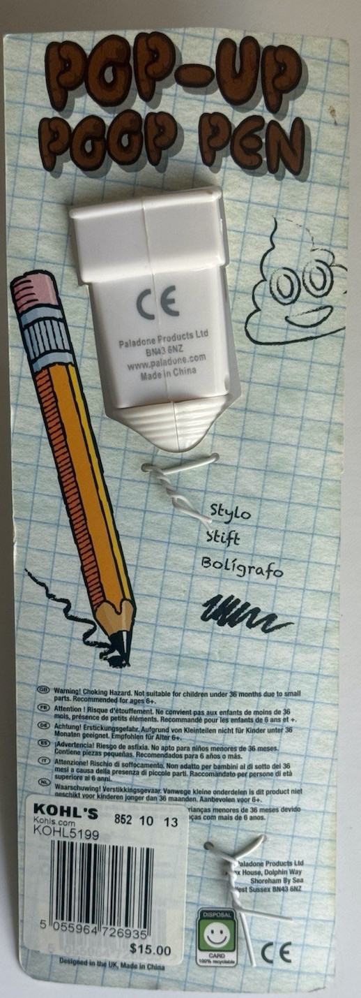POOP Pop Up Pen – Toilet Seat Crap Emoji Office Joke Gift Funny Gag NEW