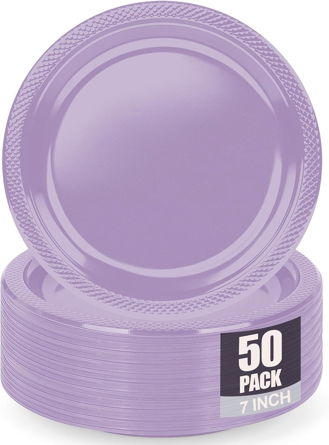 Lavender Plastic Plates for Party,50Pcs 7Inch Disposable Plates,for Baby