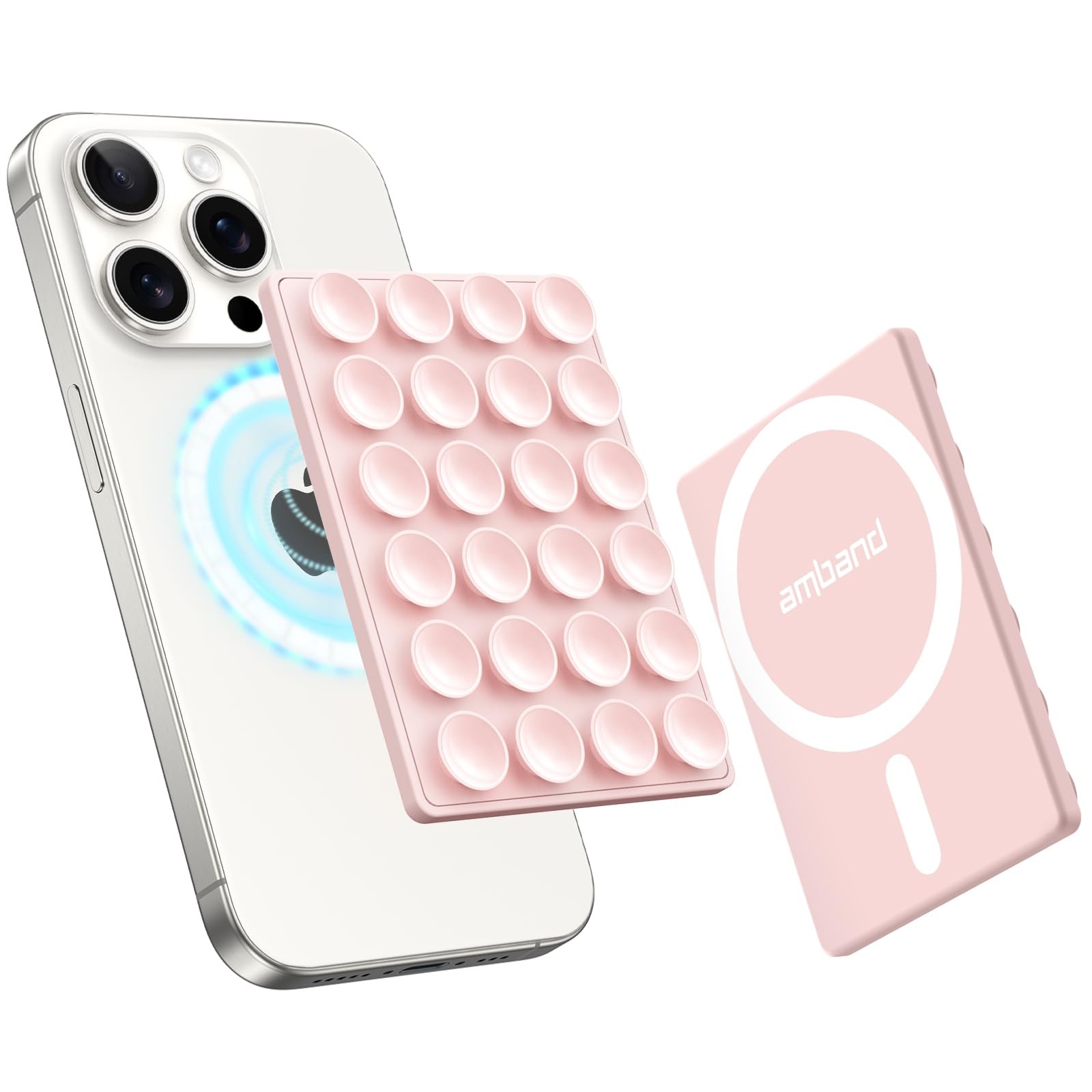 amBand Magnetic Suction Phone Mount for MagSafe Case, Silicone Octo Cup Buddy St