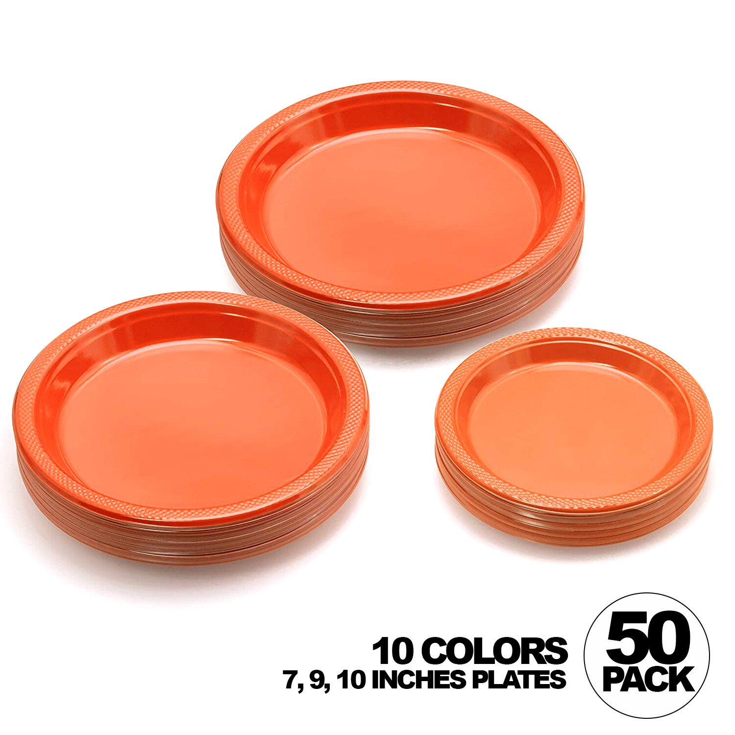 Plastic Disposable Plates -Vibrant Solid Colors Luncheon Dinner Party 7″ 9″ 10″