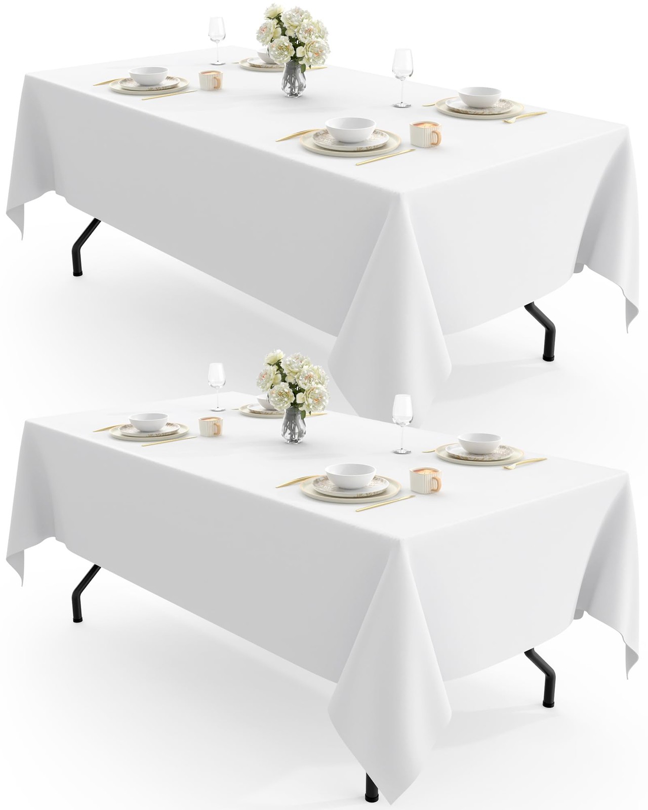 Pureegg Rectangle Table Cloth 60″ x 102″ – Durable Polyester Tablecloth Offers R