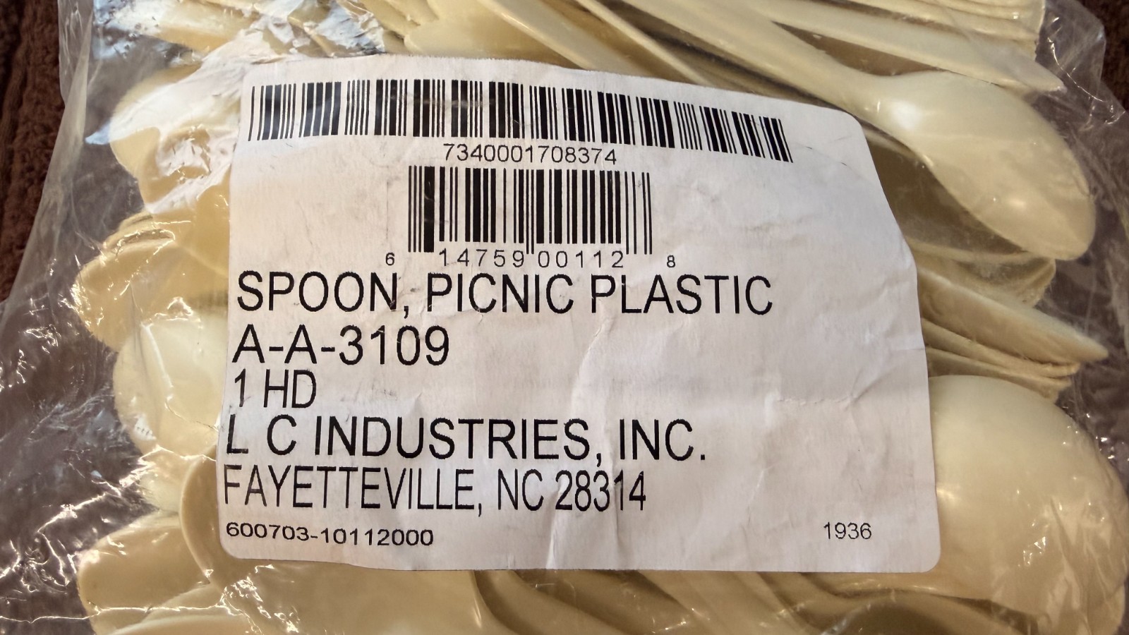 96 Plastic Picnic Spoons Spoon Military 5″ Long 1-1/4″ Wide Tan