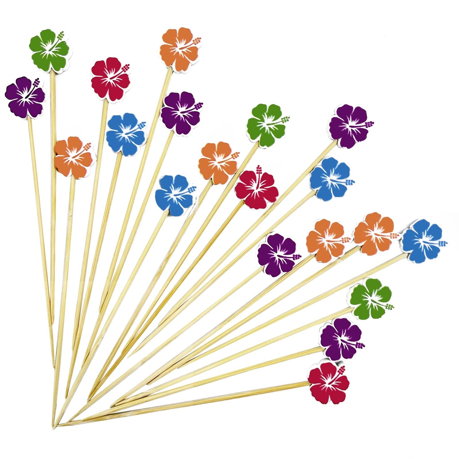 100pcs Flower Cocktail Picks, Toothpicks for Appetizers, 4.7 inch Long Bamboo…