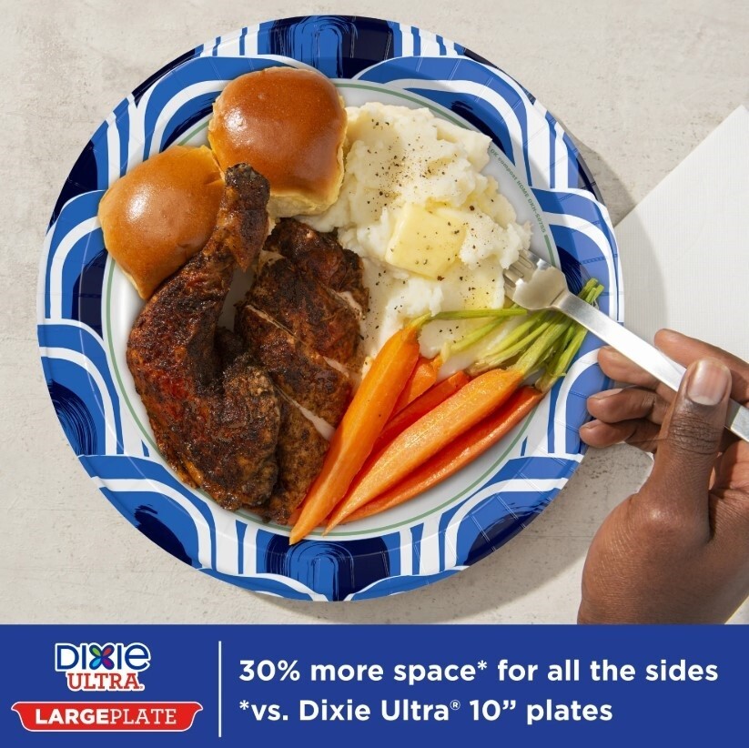 Dixie Ultra 11.5″ Large Disposable Paper Plates, Multi-Color, 25 Count