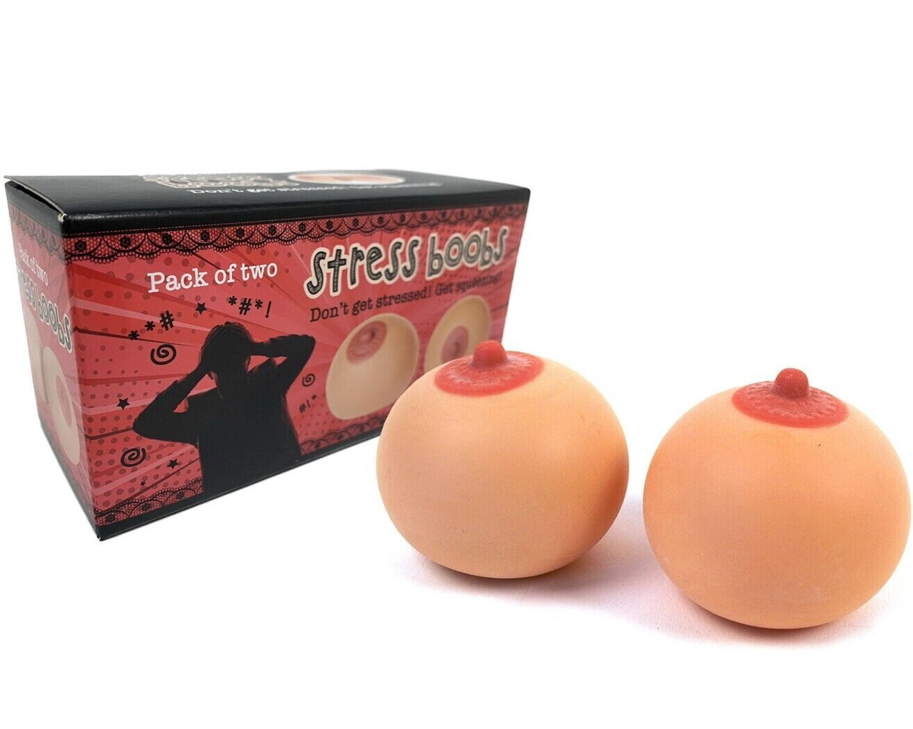 2pk Stress Boobs – Squeeze Boobies Feels Real! Adult Novelty Breast Man Toy Gift