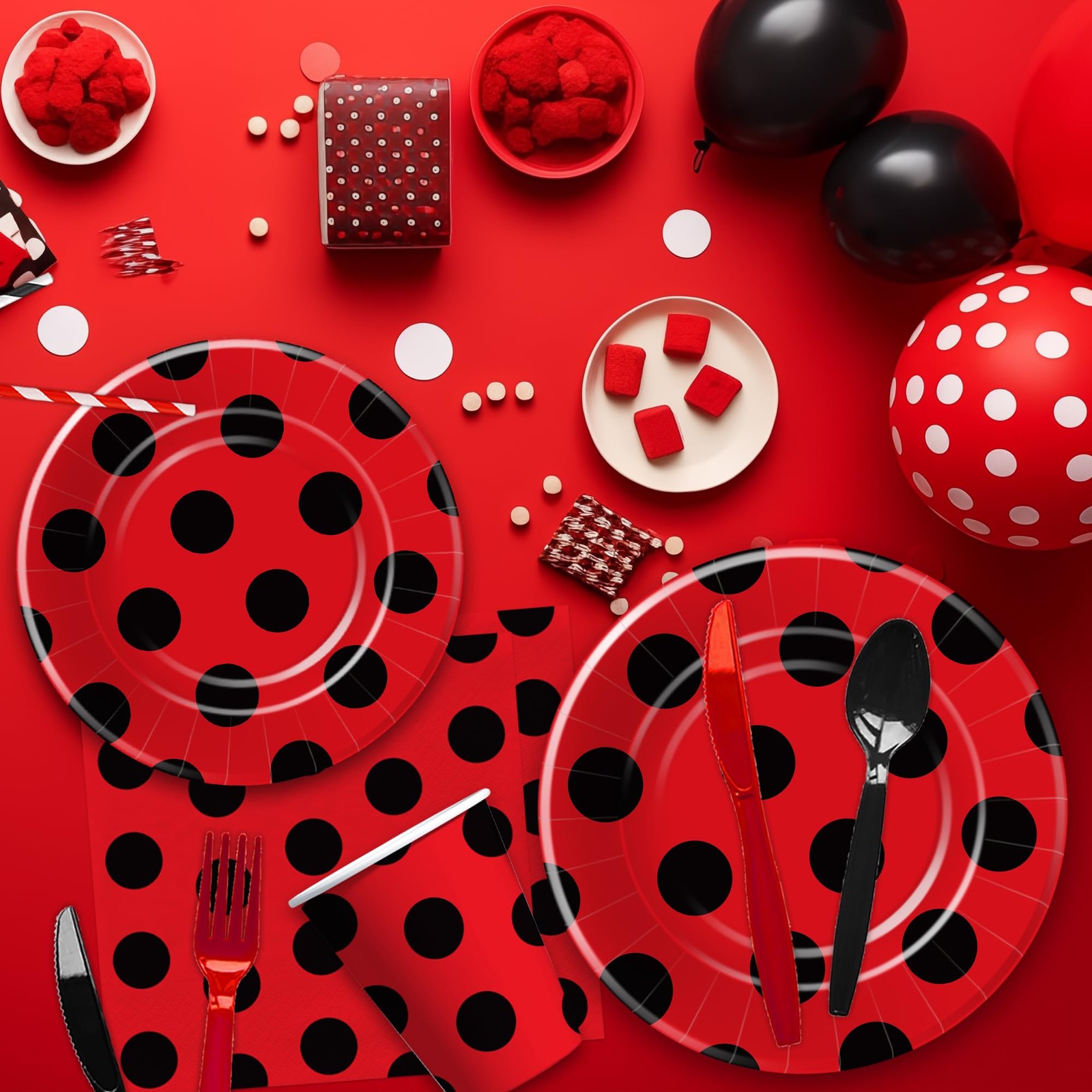 Ladybug Birthday Party Decorations Tableware – Ladybug Party Supplies, Plate,…