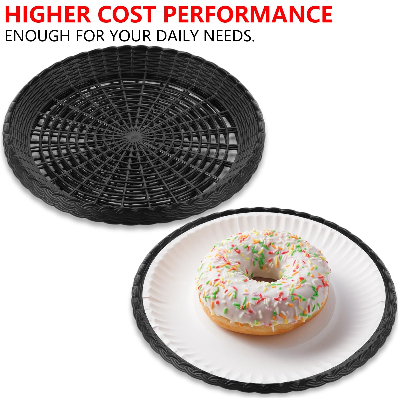 MIDELONG Reusable Plastic Paper Plate Holders, 9 Inch 10inch Holder, Black