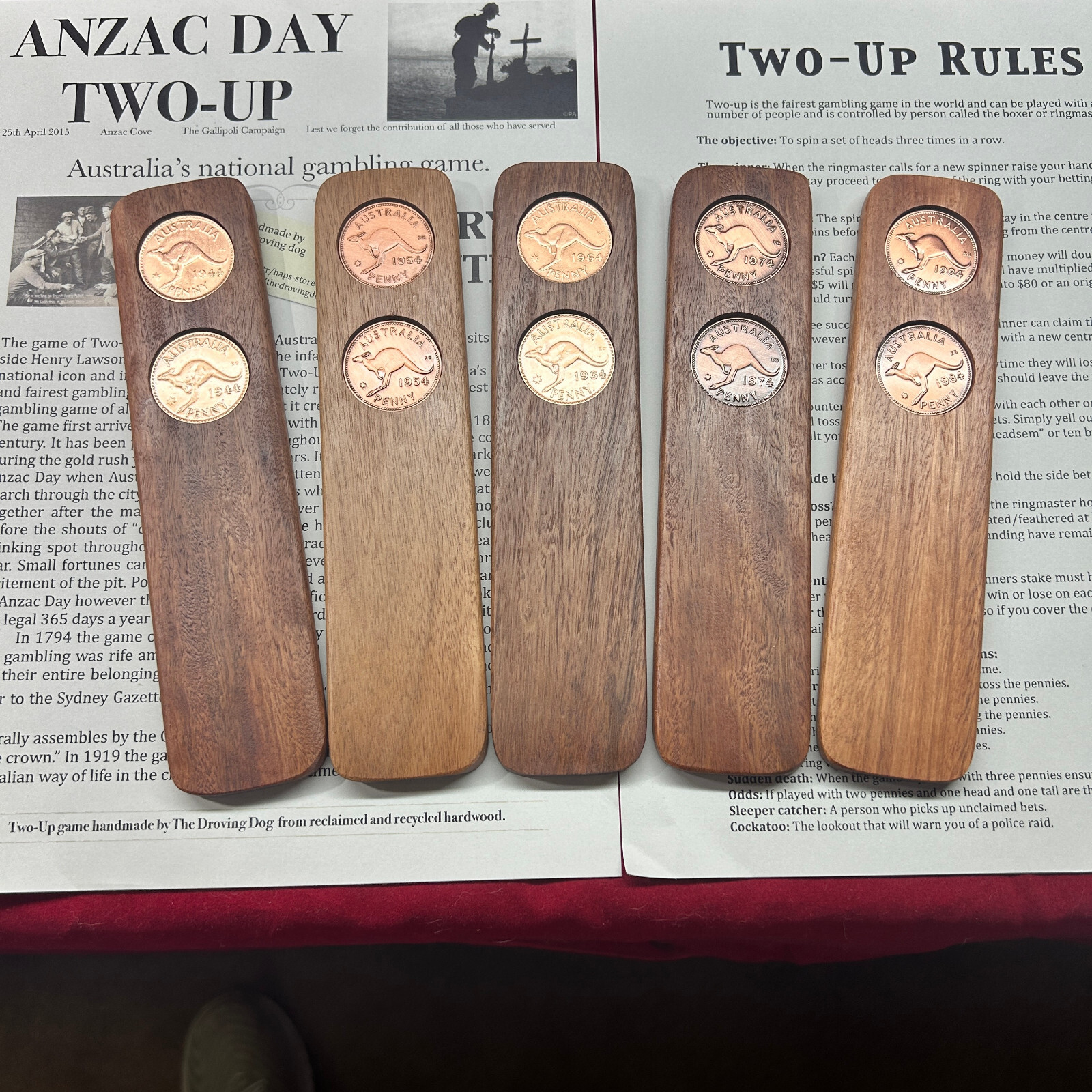 100th Birthday Gift Present Two-Up game set 1923 Australian Penny two up