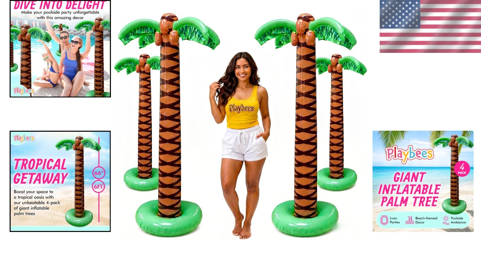 Ultimate 4-Pack Giant 6ft Inflatable Palm Trees for Tropical Celebrations