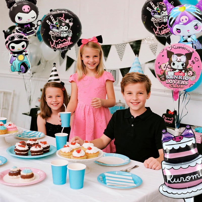 10 Pcs Kuromi Party Decorations Balloons Kuromi Character Foil Balloons for Kids