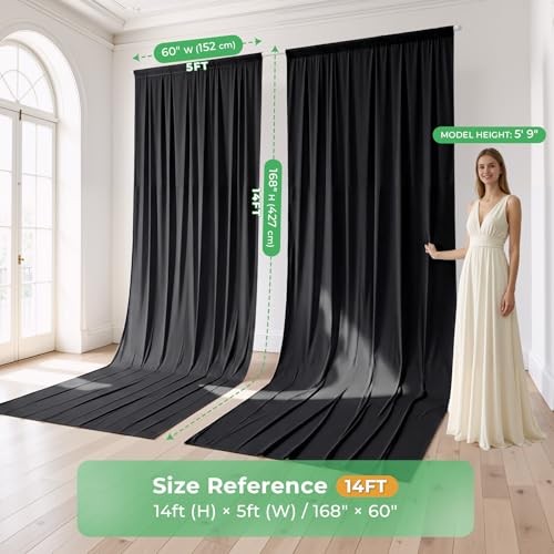 20ftx14ft Black Backdrop Curtain for Wedding & All Parties | 4 Panels