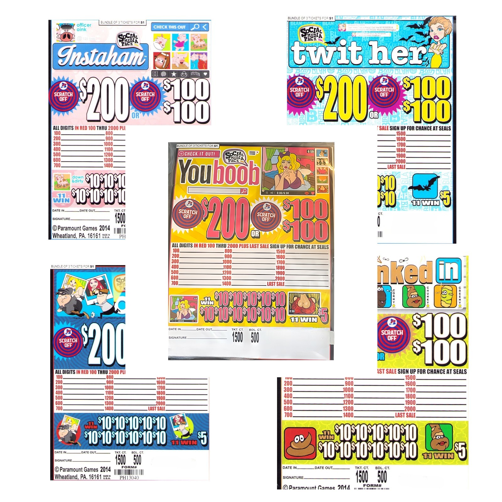 Pull Tab Ticket -Jars – Game – Holder – 5 PACK – Jars Media – 500 ct ea