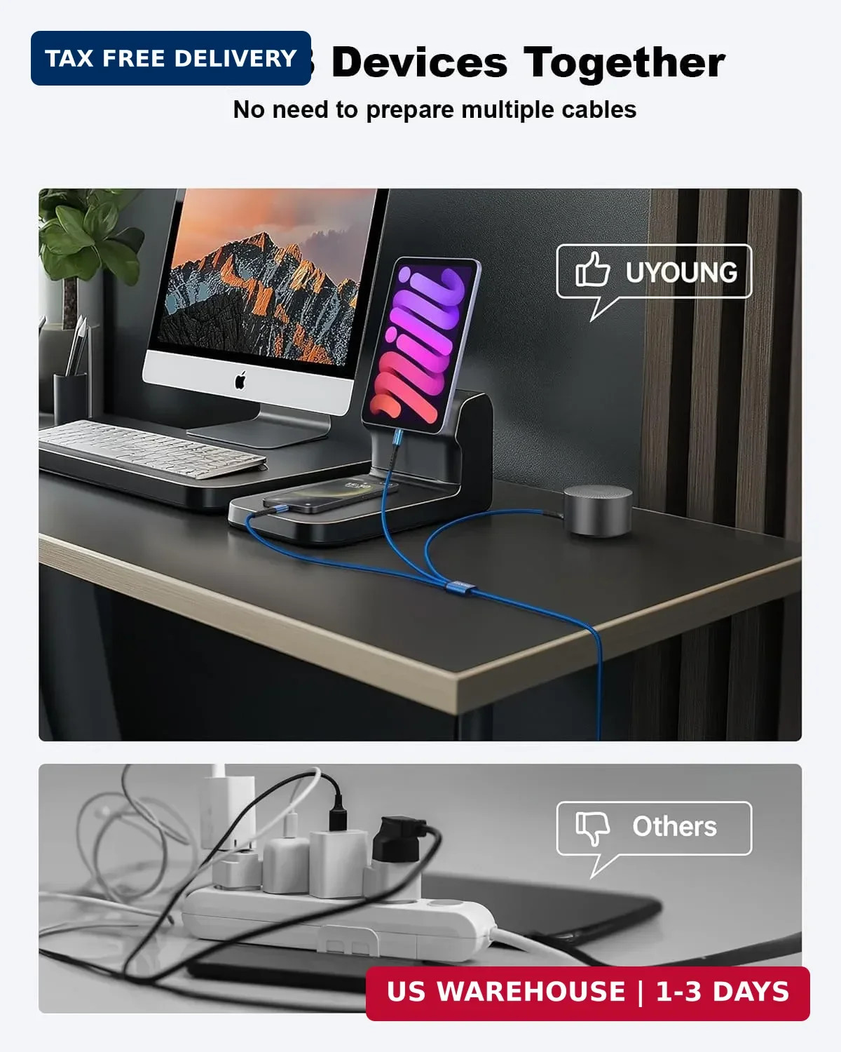 Multi Charging Cable 2Pack 10FT, 3 in 1 Charger Cable Braided Universal Long Pho