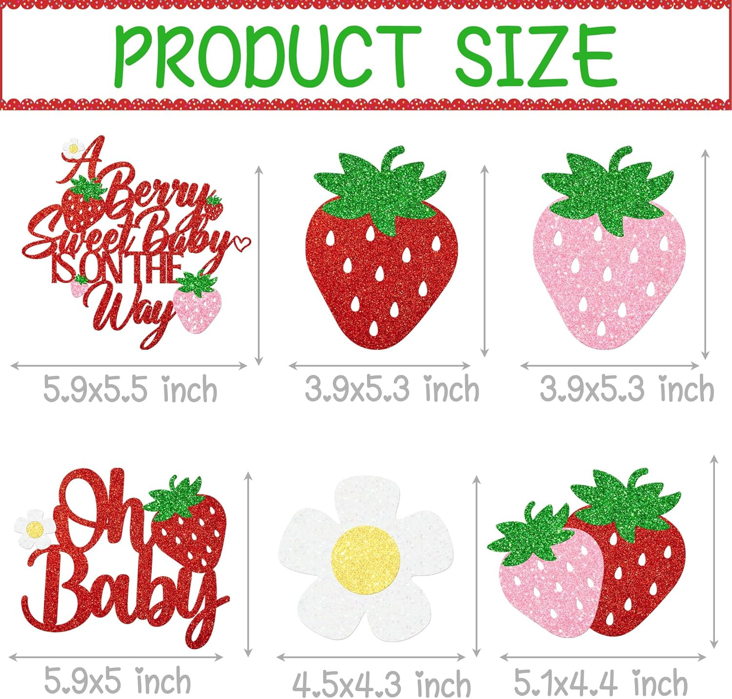 Strawberry Oh Baby Centerpiece Sticks Glitter Berry Sweet Baby Shower Decorat…
