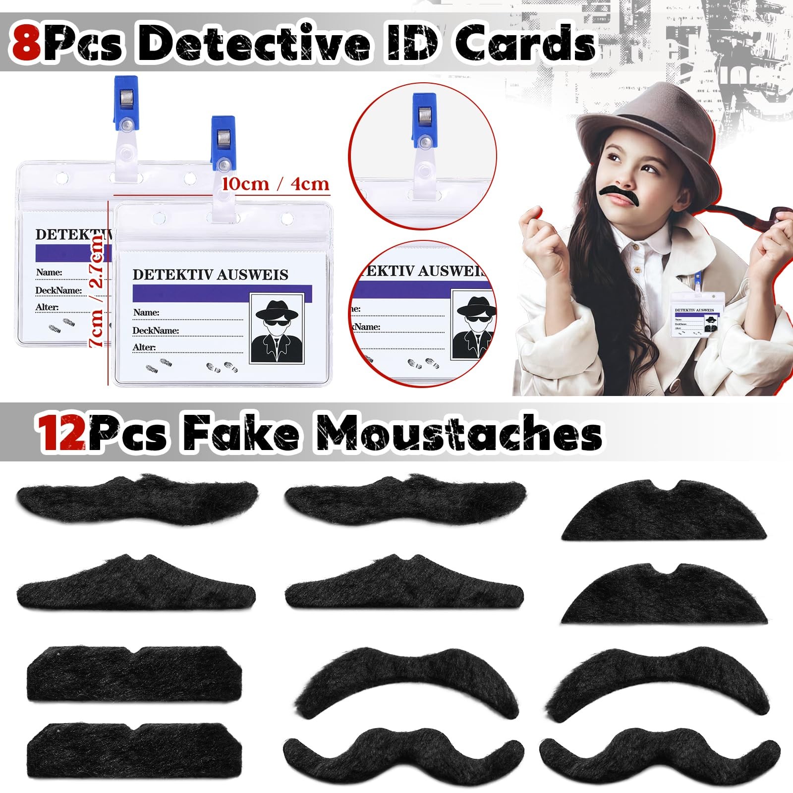 Spy Detective Party Favors Kids Glasses Ink Pen Magnifying Glass Card