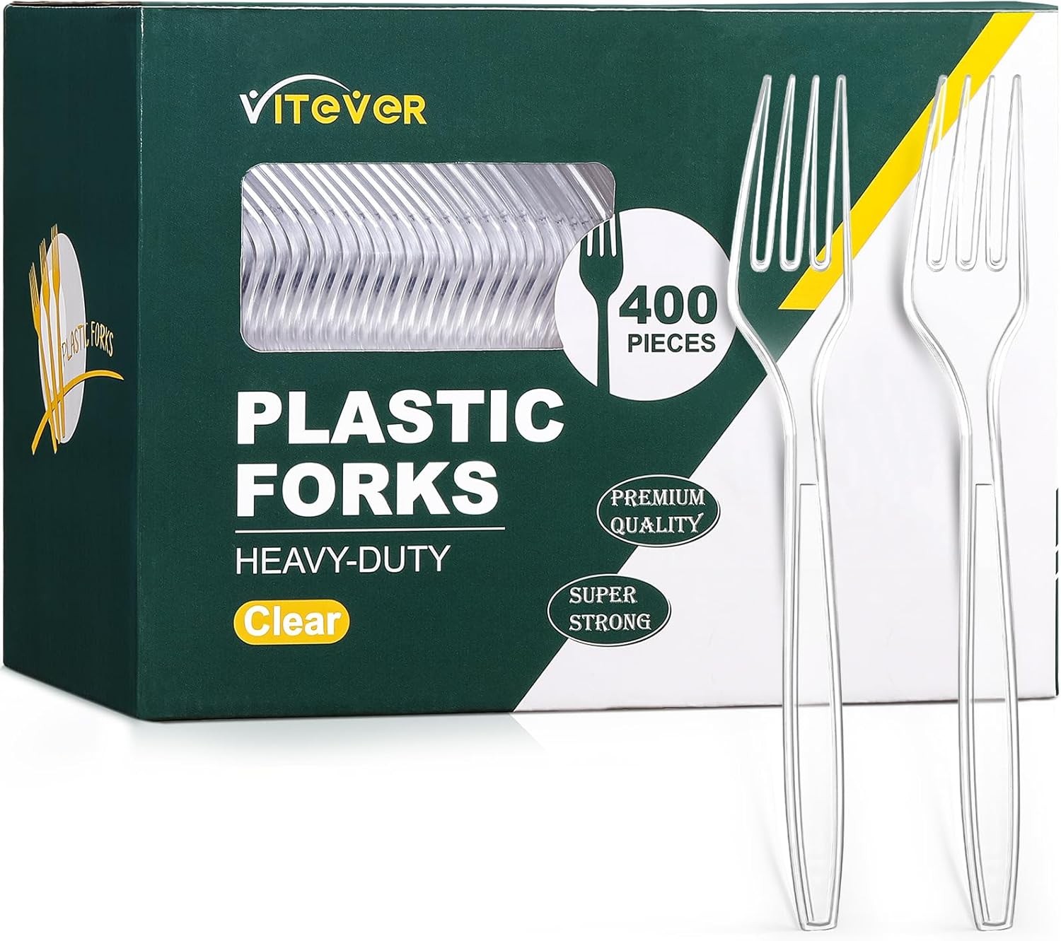 400 Count] Heavy Duty Plastic Forks, Premium Disposable Clear Forks, Durable