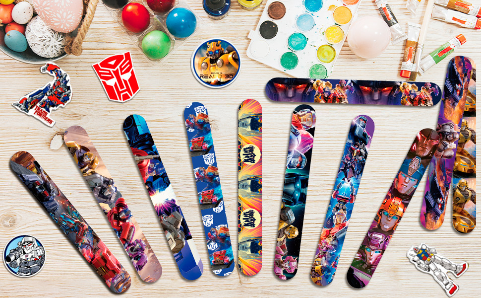 Transformers Themed Kid Birthday Party Supplies Slap Bracelets Favor Set Sticker