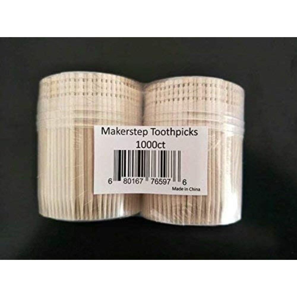 1000 Wooden Toothpicks Ornate Handle in Toothpicks Holder Container 2 Packs of