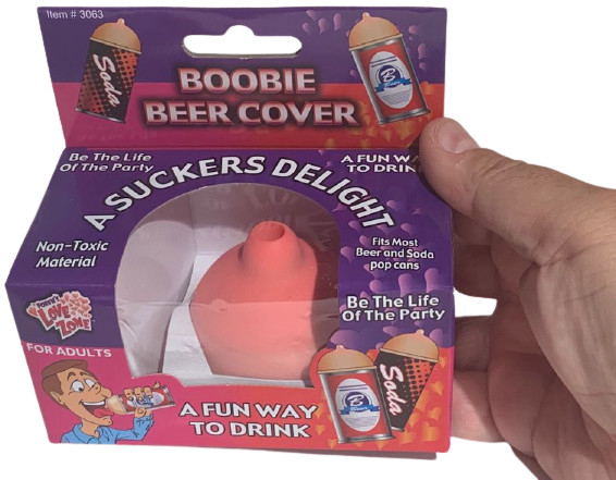 Funny BOOBIE BEER COVER Soda Can Top Rubber Nipple Joke Boob Bachelor Party Gag
