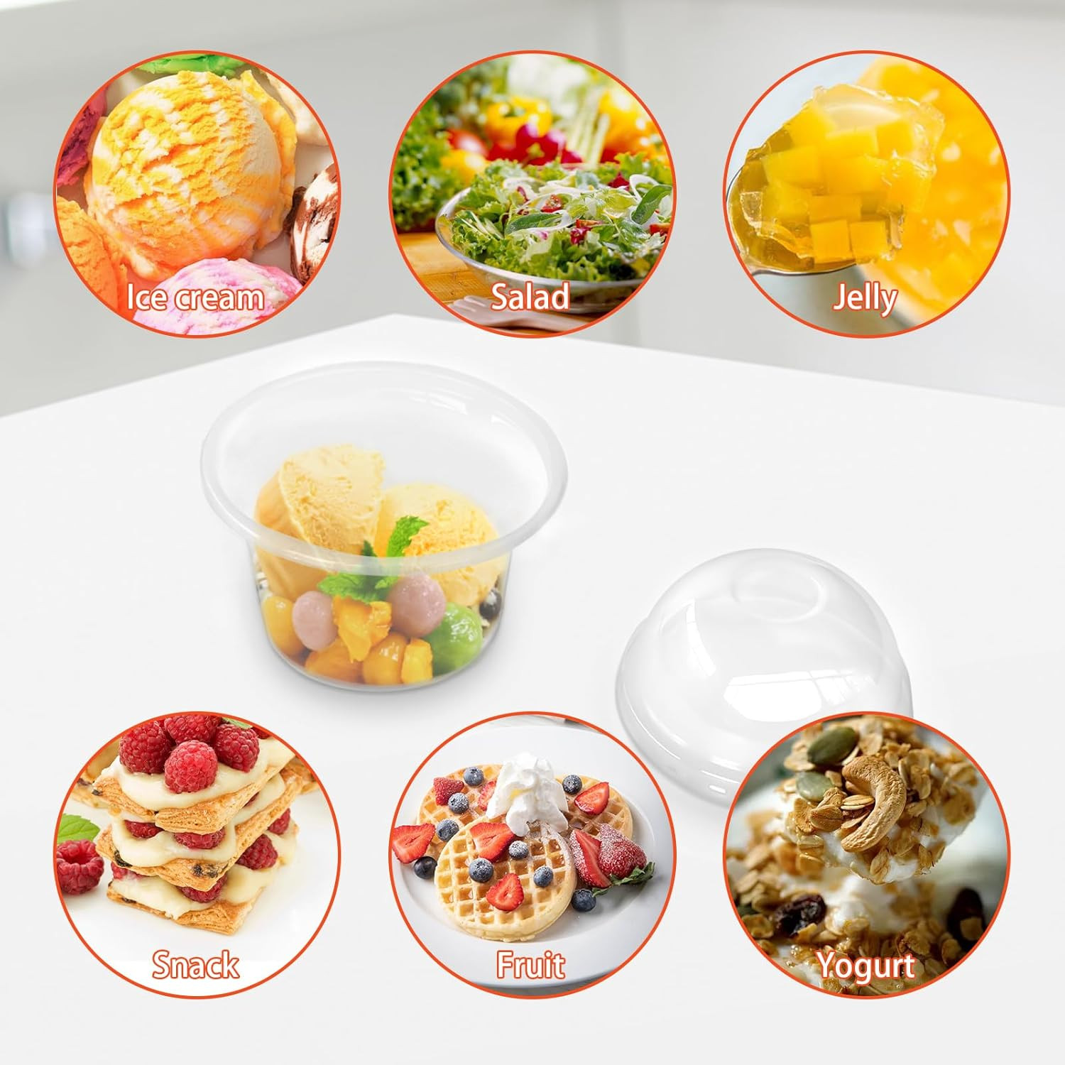 50 Pcs 8 OZ Disposable Plastic Cups with Dome Lids,Clear Dessert Cup,Mini Parfai
