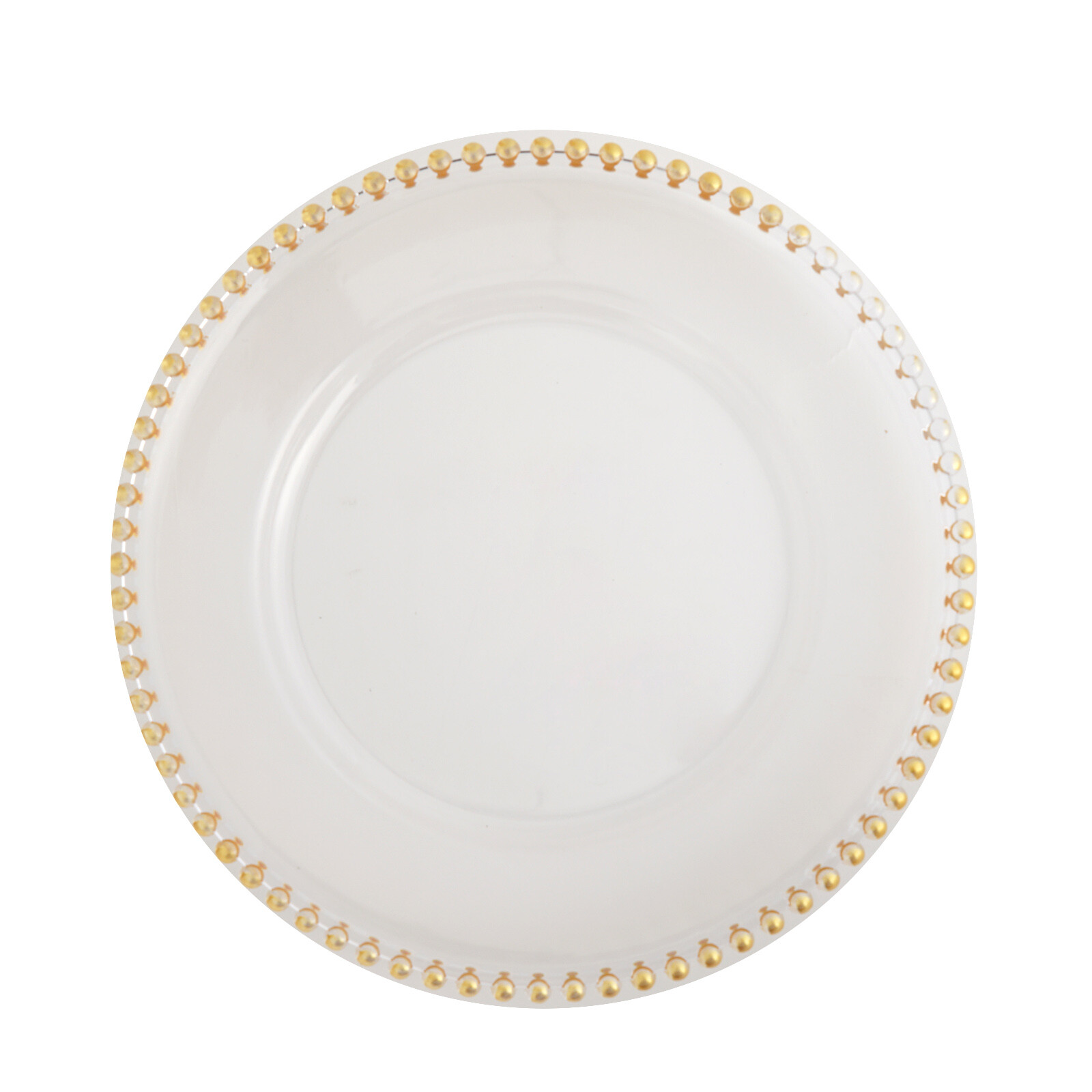 24 CLEAR GOLD 12″ Round Beaded Rim Charger Plates Wedding Reception Supplies
