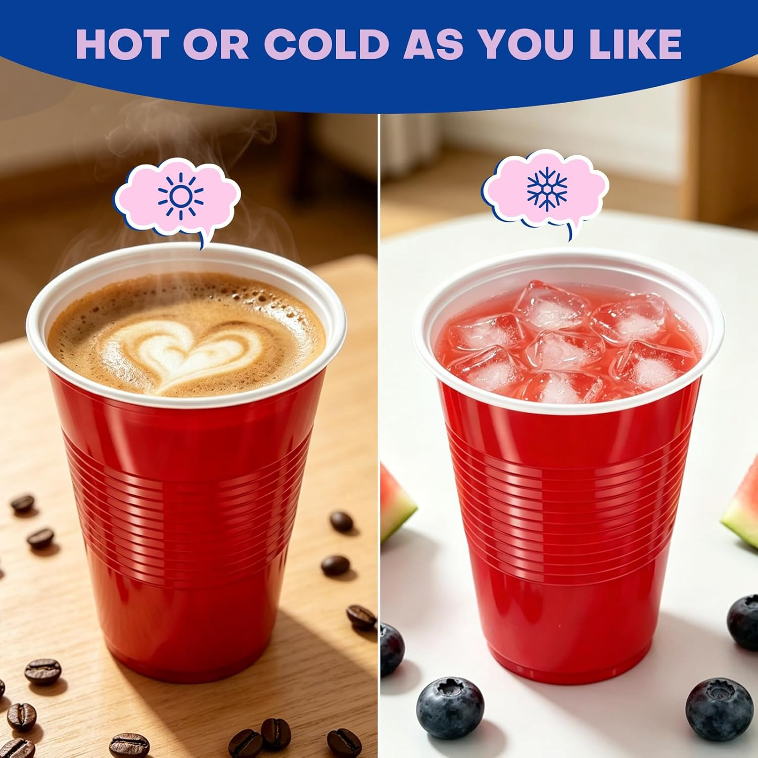 Red Plastic Cups, 120 Count, 18 Oz Bpa-Free Disposable Party Cups for Cold & Hot