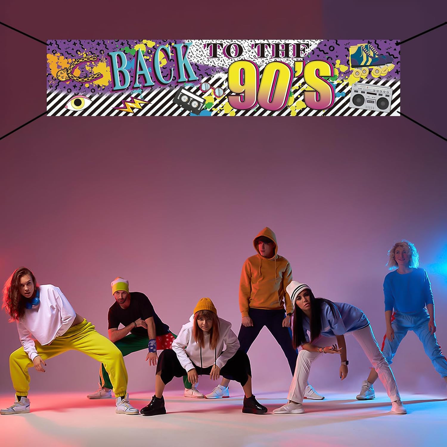 Back to the 90S Theme Party Banner Sign Decorations, Retro 90’S Hip Hop