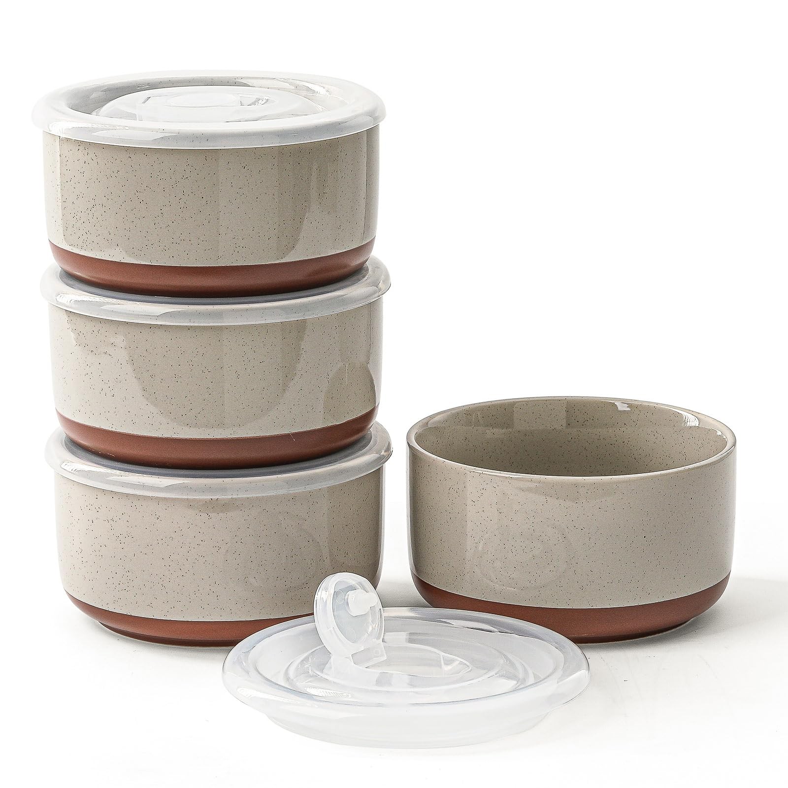 Ceramic Bowl With Lid 20 Oz Microwave Safe Porcelain Soup Containers For Food S