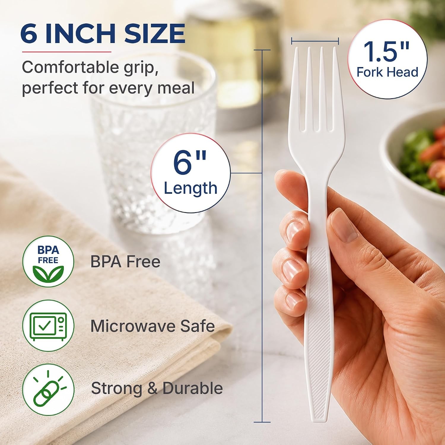 Heavy Duty Plastic Forks, Disposable Bulk Cutlery | 400 Count Heavy Duty White
