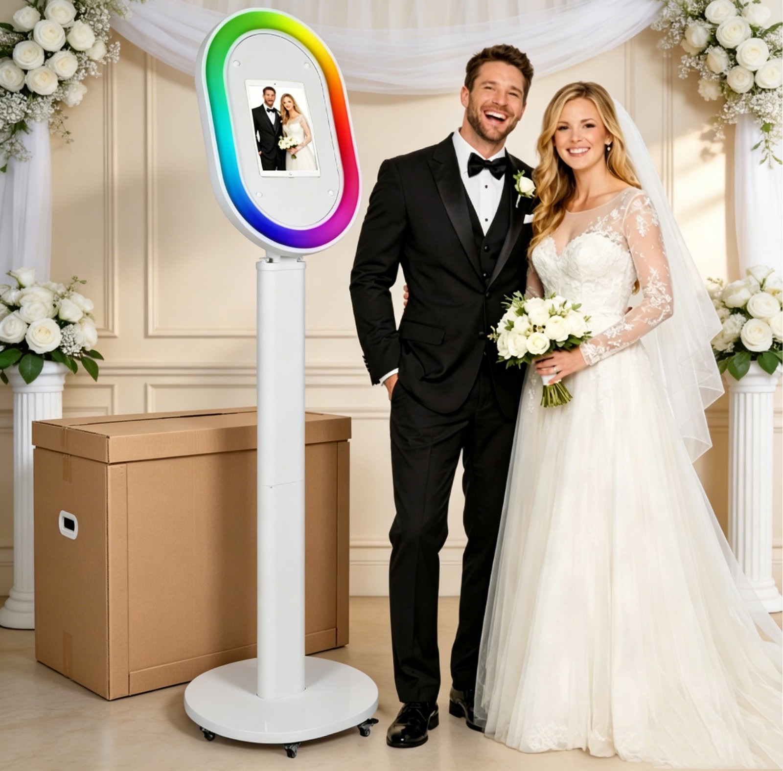 Portable Photo Booth Stand Selfie Photobooth Machine Party Wedding Event Rental
