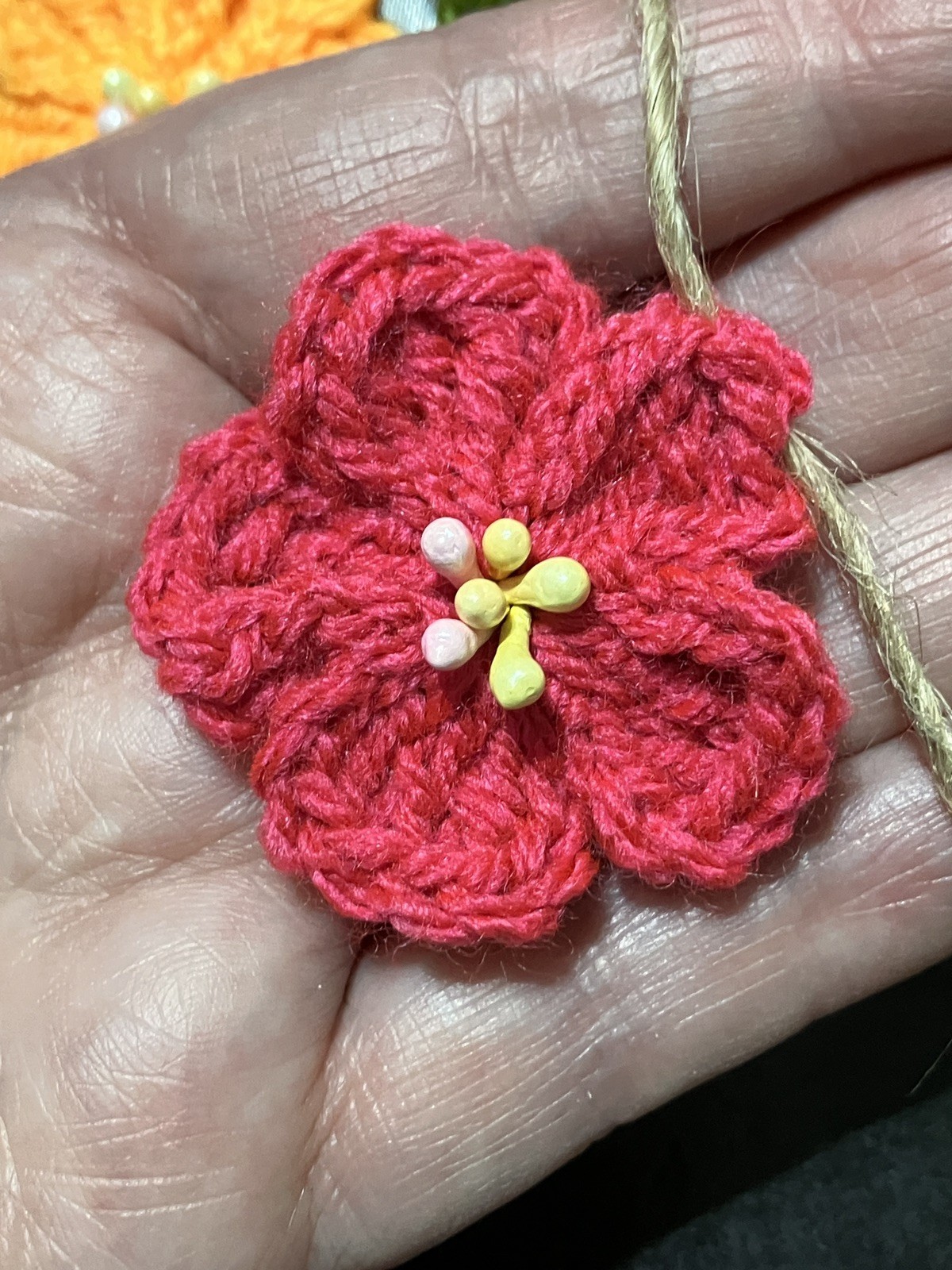 🌸🍃NEW hand Crochet Flower Bunting Leaf sequin Window 30” camper SUMMER Gift