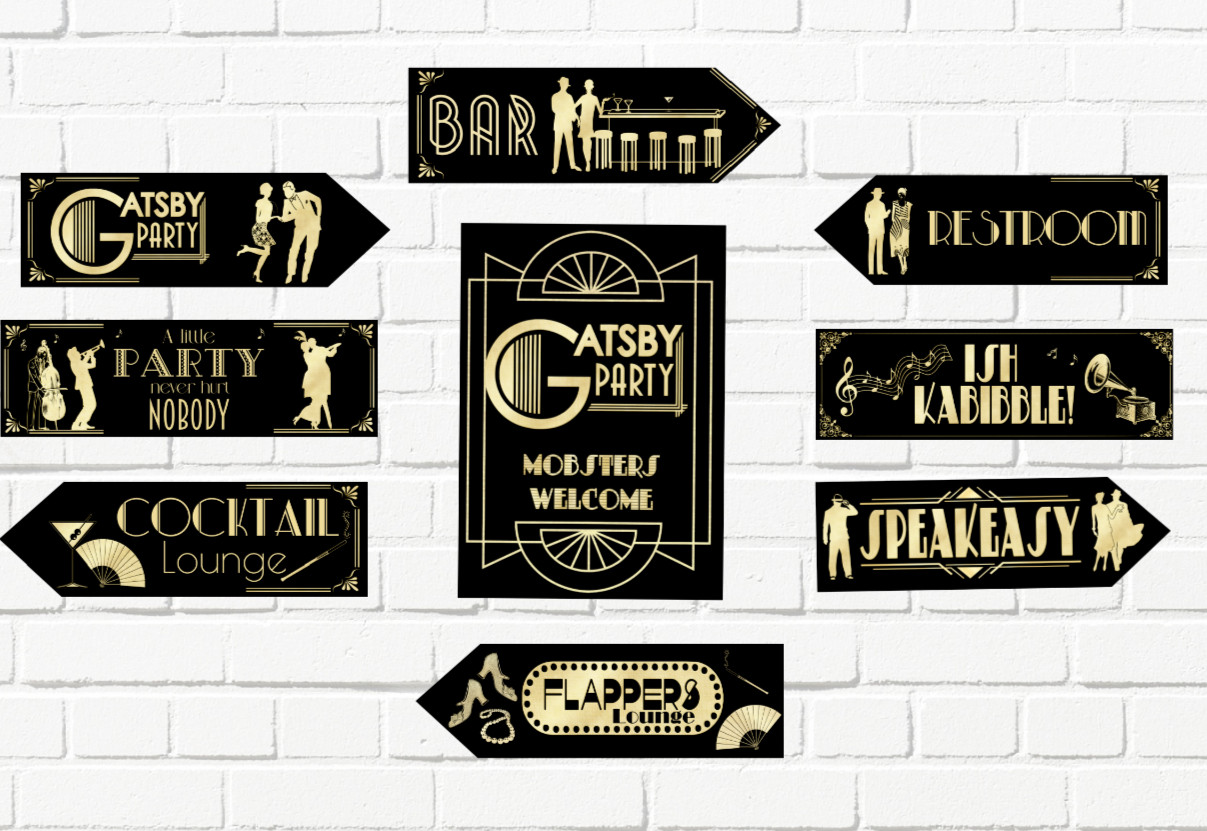 Gatsby Flapper Speakeasy Party Art Deco 1920’s Arrows & Signs Decorations