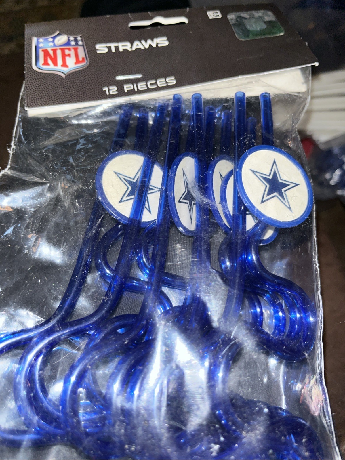 NFL Dallas Cowboys Party Favor Plastic Krazy Straws Birthday, Tailgating 12ct