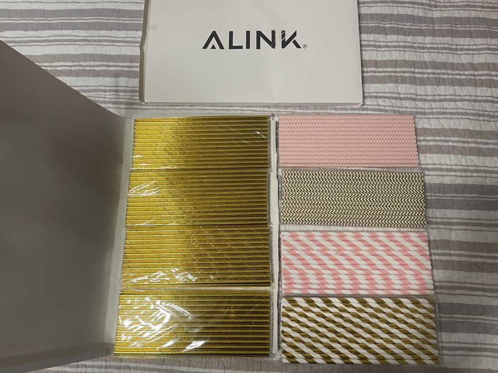 200 ALINK Biodegradable Paper Straws for Party Supplies~ NEW