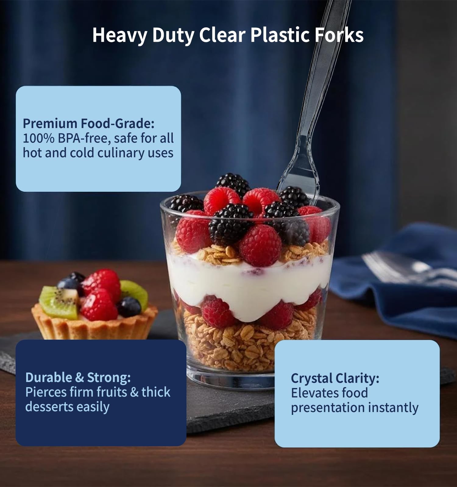 390 Count Heavy Duty Disposable Clear Plastic Forks, 7 Inch, Bulk