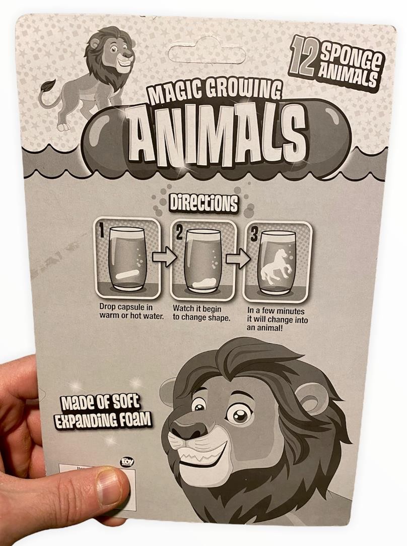 12pk MAGIC GROWING ANIMAL CAPSULES – Just Add Water – Expanding Sponge Foam Toys