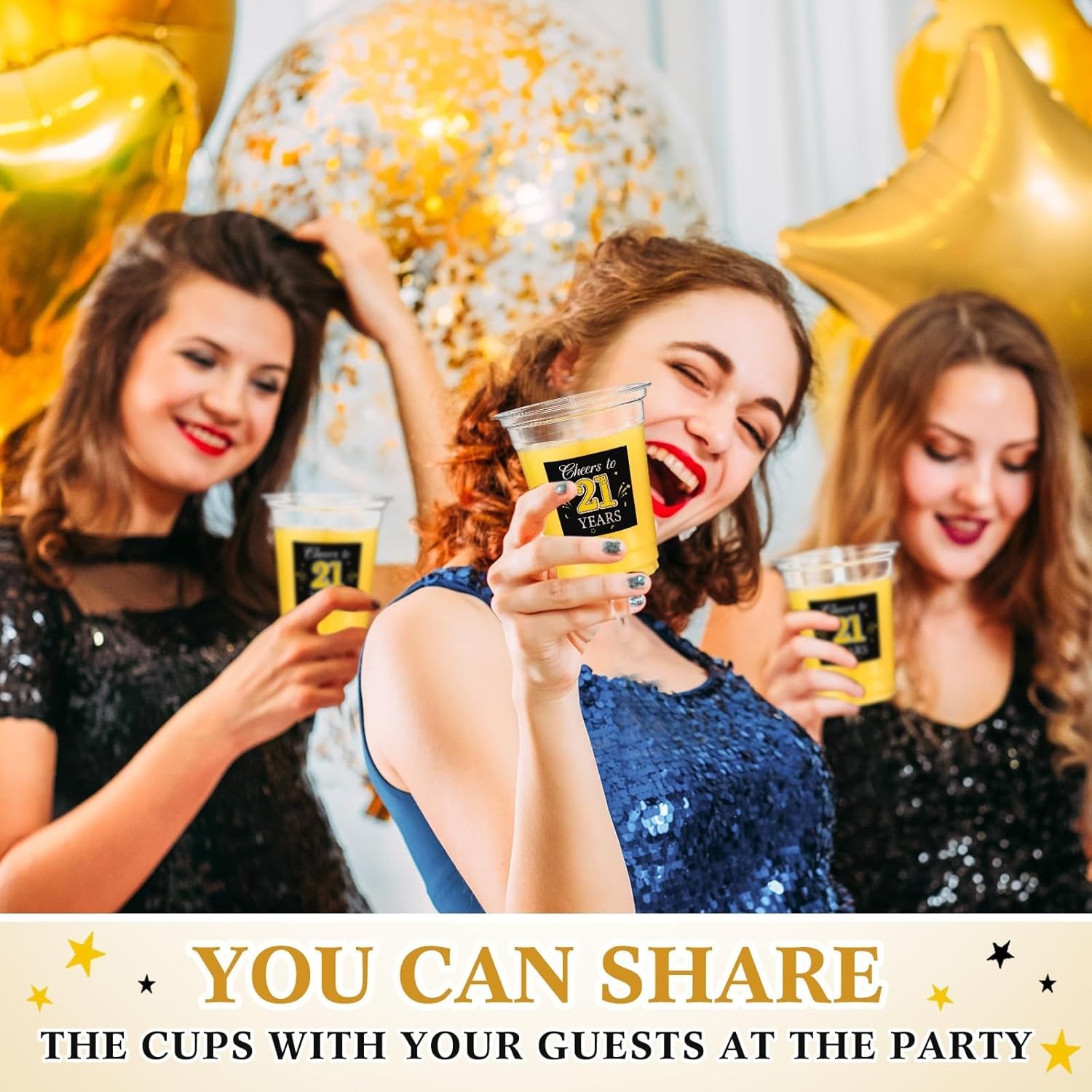 60 Pack 21st Birthday Cup 12 oz Cheers to 21 Disposable Clear Plastic Cups f…