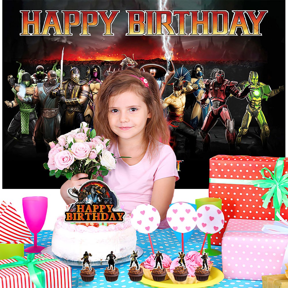 Mortal Kombat Party Supplies Birthday Decor Set Balloons Cake Toppers Banner
