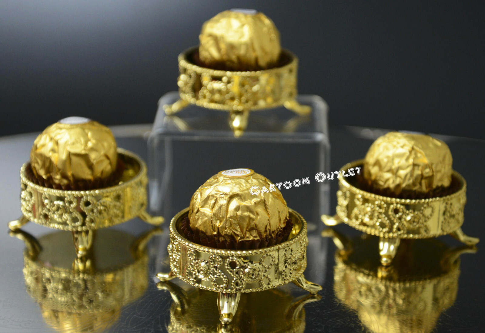 12 GOLD PLASTIC WEDDING FAVOR TRINKET BOX CANDY CONTAINER TABLE DECORATION ORO