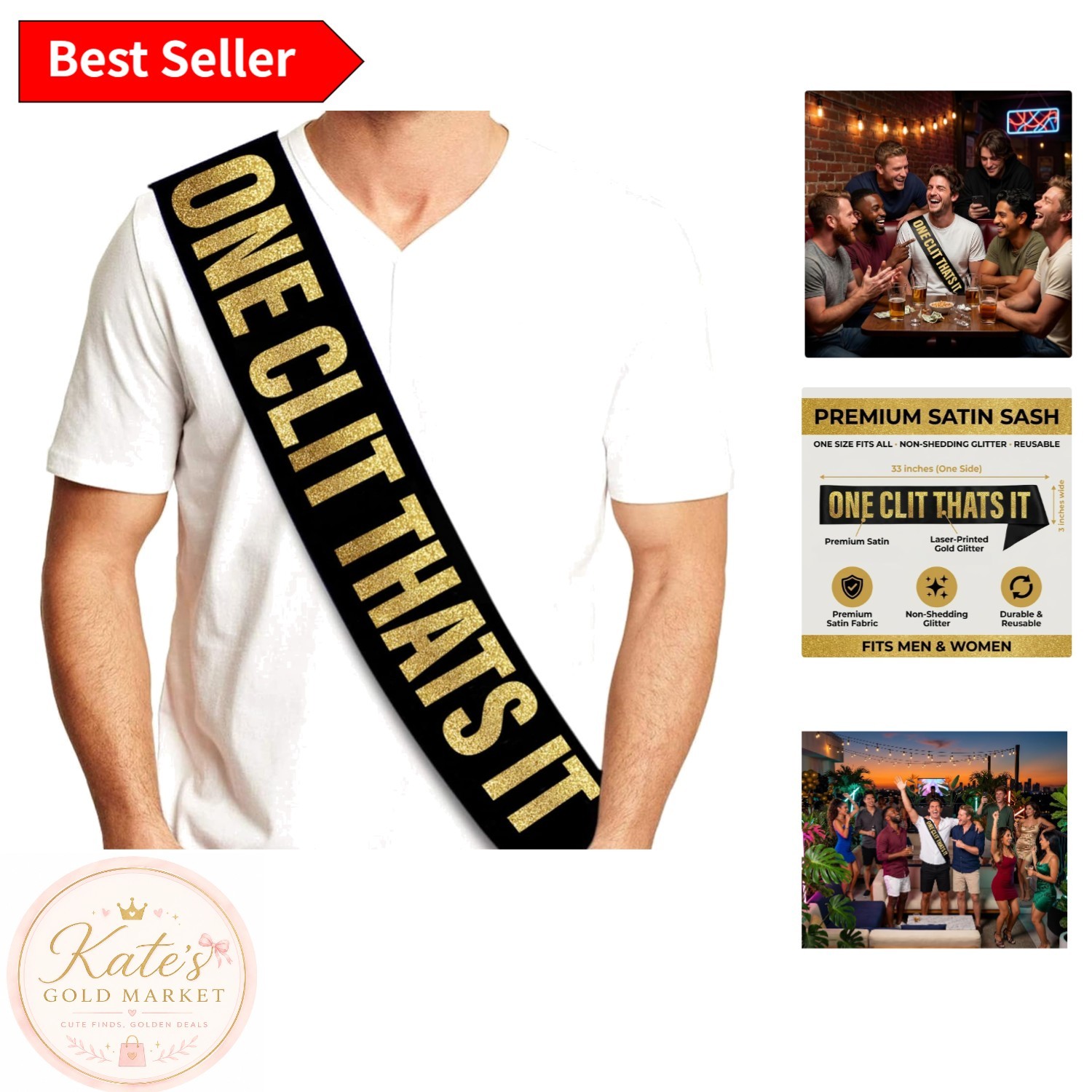 Satin Groom Sash – One Size Fits All, Perfect for Bachelor Party Fun