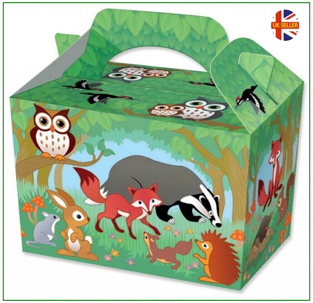 Woodland Park Animals P/W Meal Boxes ~ Birthday Party Food Bag Picnic Plate Box