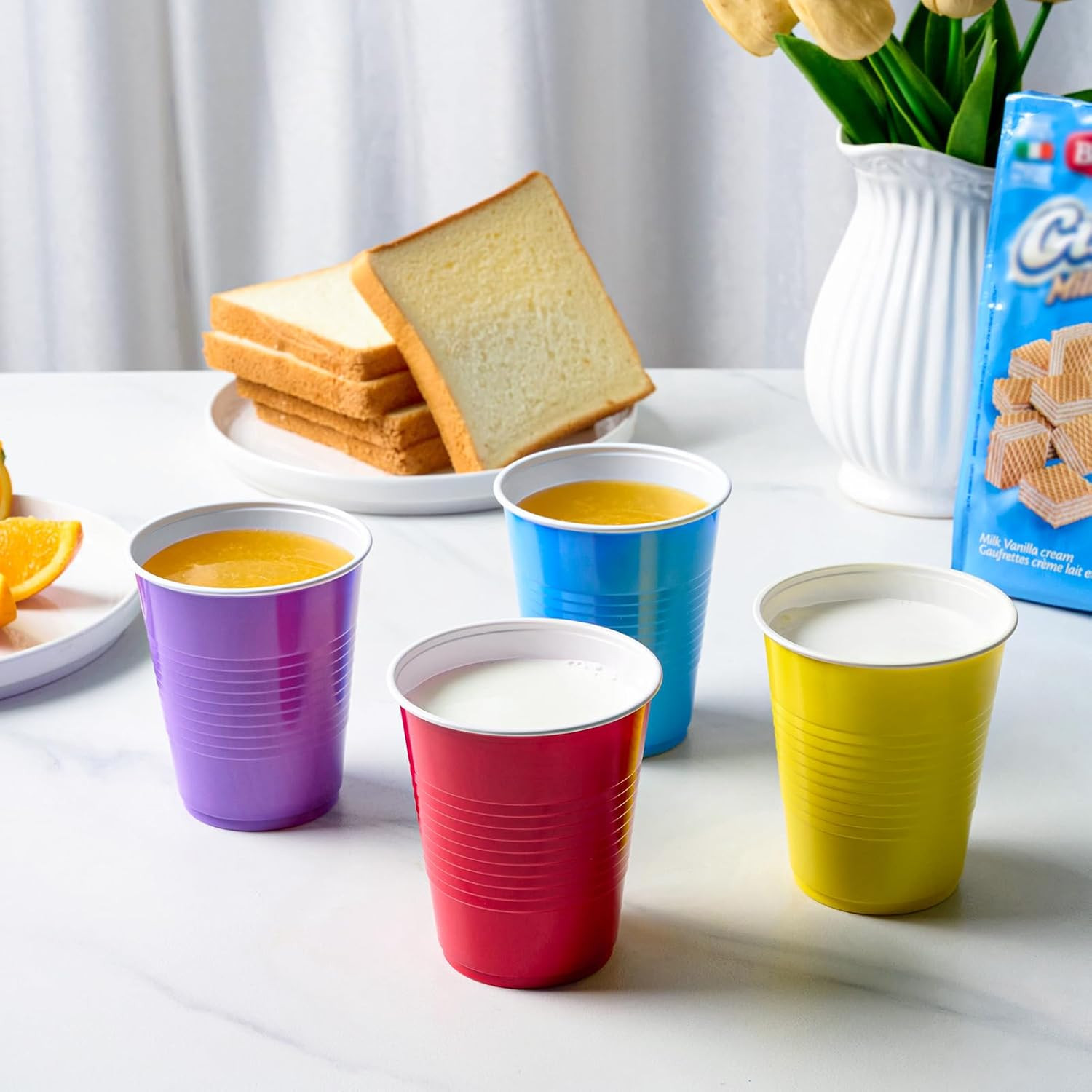 200 Pack 12 Oz Disposable Plastic Cups, Assorted Color Plastic Party Cups for Pa