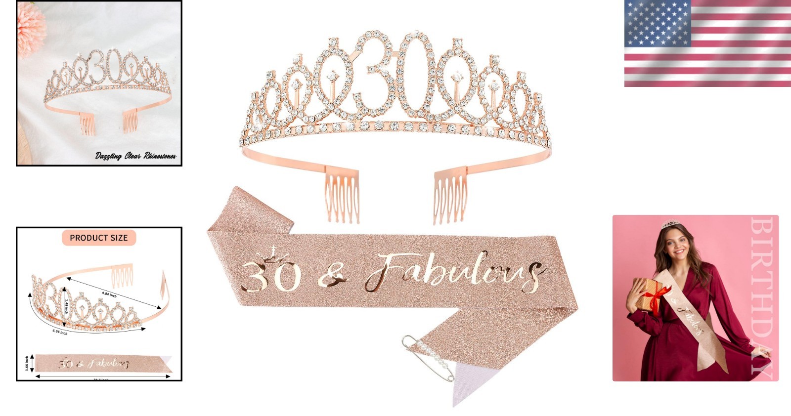 Dazzling 30th Birthday Tiara and Sash Set – Perfect for Instagram-Worthy Moments