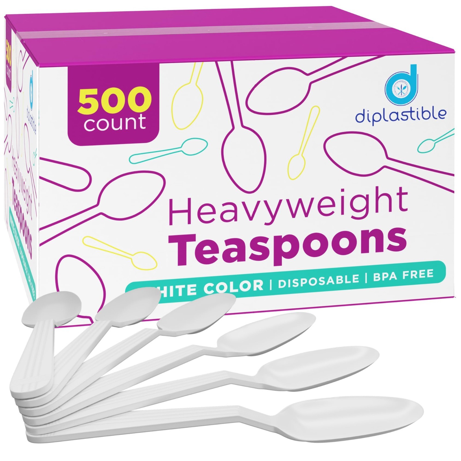 500 Heavyweight Disposable White Plastic Tea Spoons – Perfect for Parties & Even